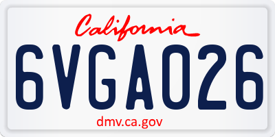 CA license plate 6VGA026