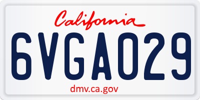 CA license plate 6VGA029