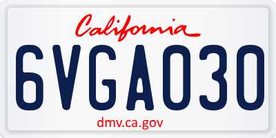 CA license plate 6VGA030