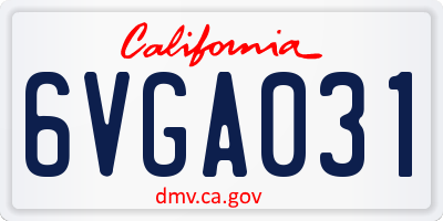 CA license plate 6VGA031