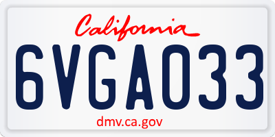 CA license plate 6VGA033