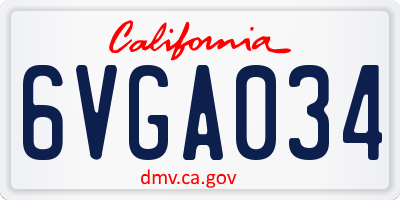 CA license plate 6VGA034