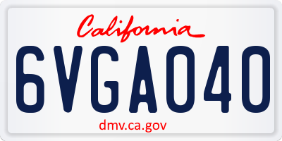 CA license plate 6VGA040