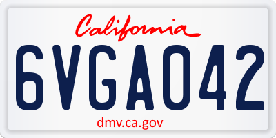 CA license plate 6VGA042