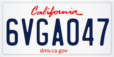 CA license plate 6VGA047