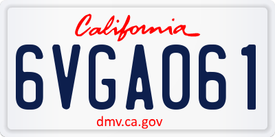 CA license plate 6VGA061