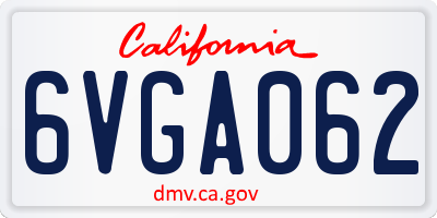CA license plate 6VGA062