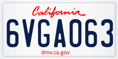 CA license plate 6VGA063