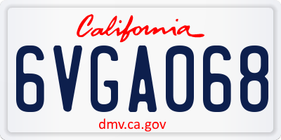 CA license plate 6VGA068
