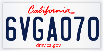 CA license plate 6VGA070