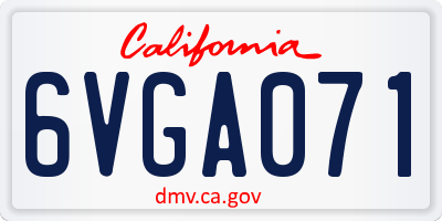 CA license plate 6VGA071