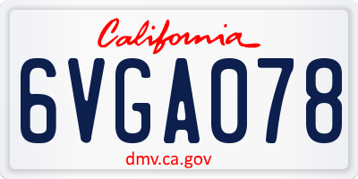 CA license plate 6VGA078