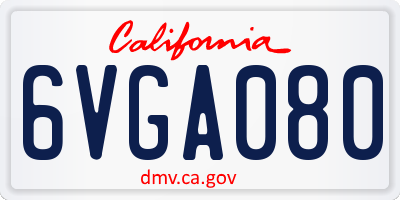 CA license plate 6VGA080