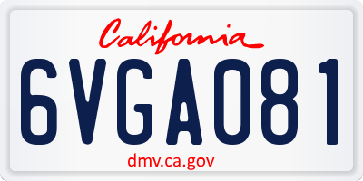 CA license plate 6VGA081