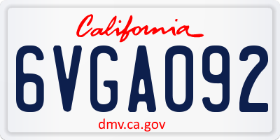 CA license plate 6VGA092