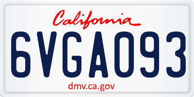CA license plate 6VGA093