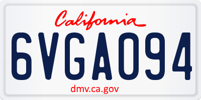 CA license plate 6VGA094