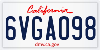 CA license plate 6VGA098