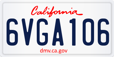 CA license plate 6VGA106