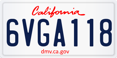CA license plate 6VGA118