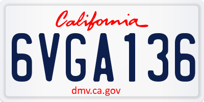 CA license plate 6VGA136