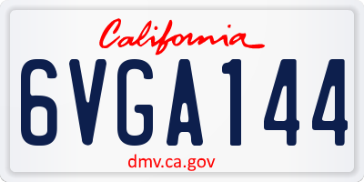 CA license plate 6VGA144