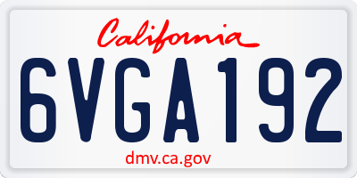 CA license plate 6VGA192