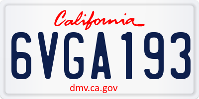 CA license plate 6VGA193