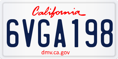 CA license plate 6VGA198