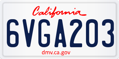 CA license plate 6VGA203
