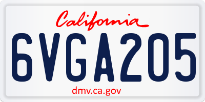 CA license plate 6VGA205