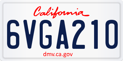 CA license plate 6VGA210