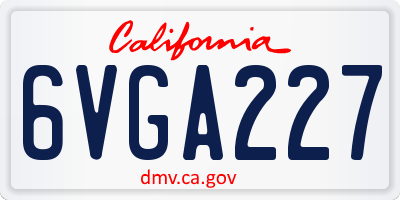CA license plate 6VGA227