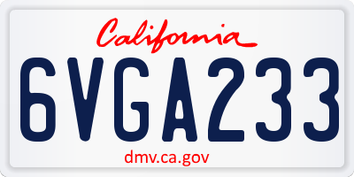 CA license plate 6VGA233