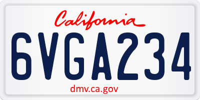 CA license plate 6VGA234