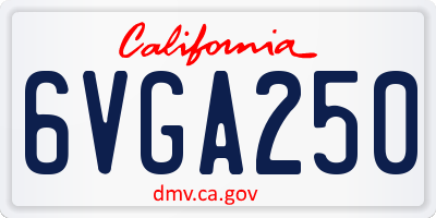 CA license plate 6VGA250