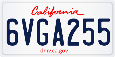 CA license plate 6VGA255