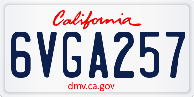CA license plate 6VGA257