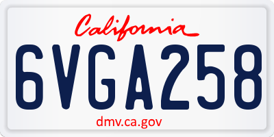 CA license plate 6VGA258