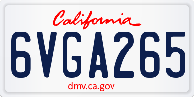CA license plate 6VGA265