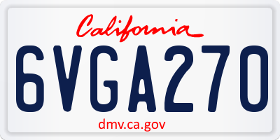 CA license plate 6VGA270