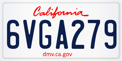 CA license plate 6VGA279