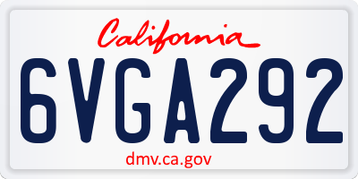 CA license plate 6VGA292