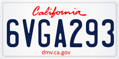 CA license plate 6VGA293