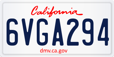 CA license plate 6VGA294