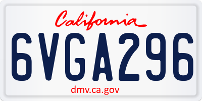 CA license plate 6VGA296