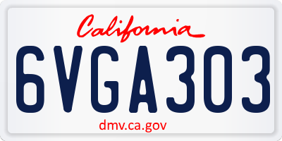 CA license plate 6VGA303