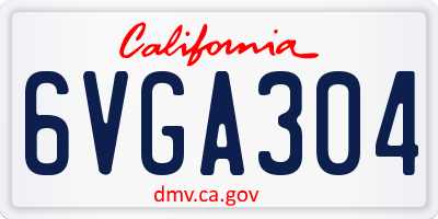 CA license plate 6VGA304