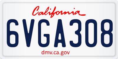 CA license plate 6VGA308