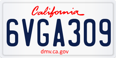 CA license plate 6VGA309